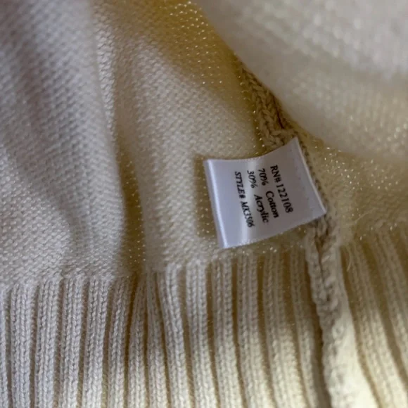 Cream Sweater cable knit Pink Heart design by ye MAK small - Picture 4 of 8